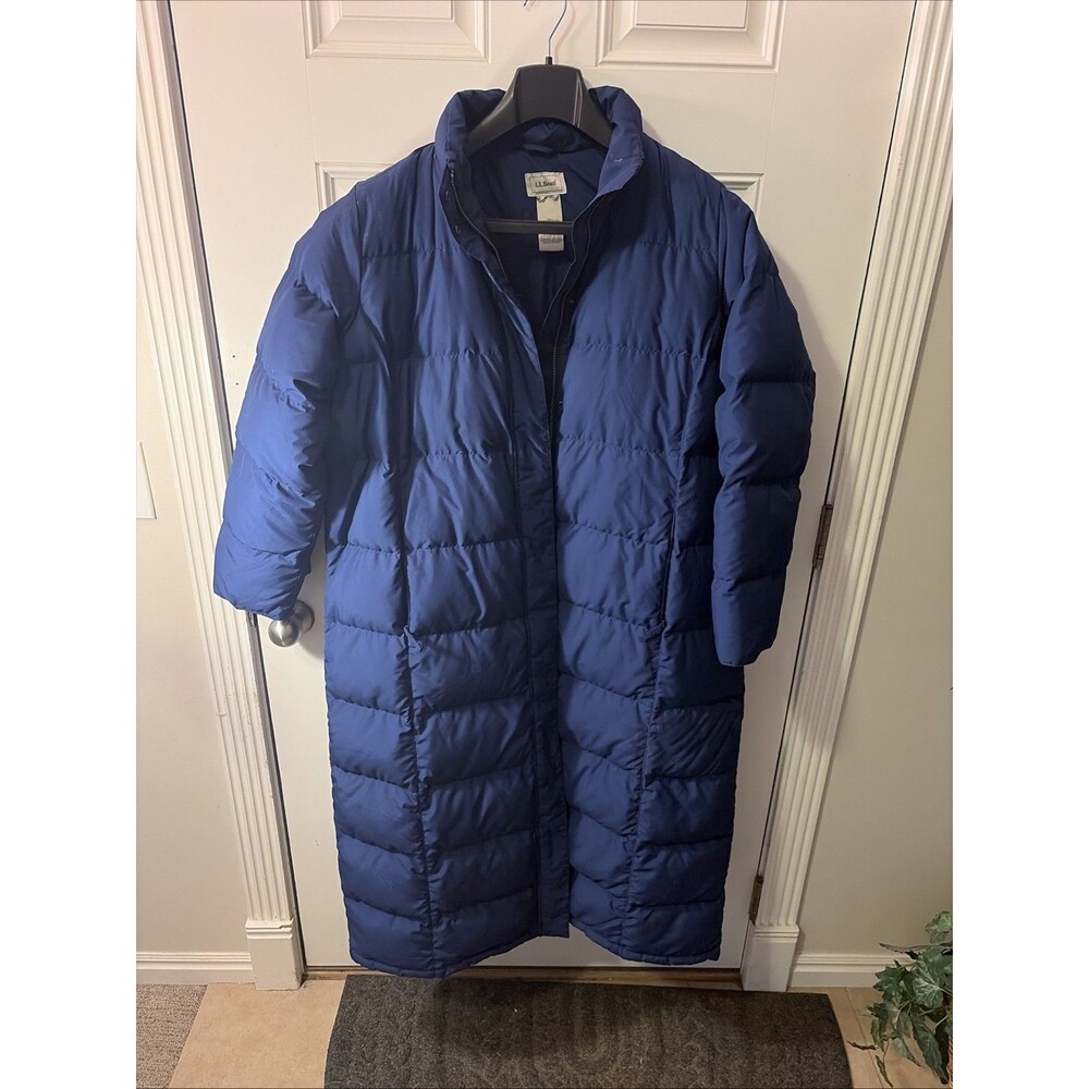 LL Bean Women Size XL Coat Blue Down 650 Jacket Hood Puffer Quilted Ultrawarm